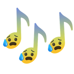 Anxious face with sweat and Musical notes