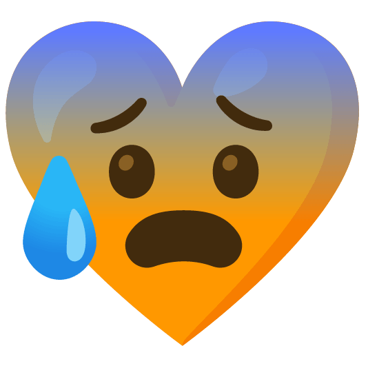Anxious face with sweat and Orange heart