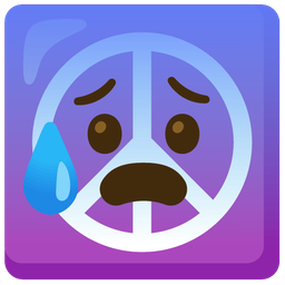 Anxious face with sweat and Peace symbol