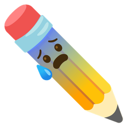 Anxious face with sweat and Pencil