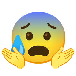 Anxious face with sweat and Person shrugging