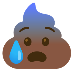 Anxious face with sweat and Pile of poo