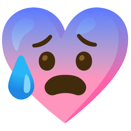Anxious face with sweat and Pink heart