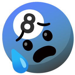 Anxious face with sweat and Pool 8 ball