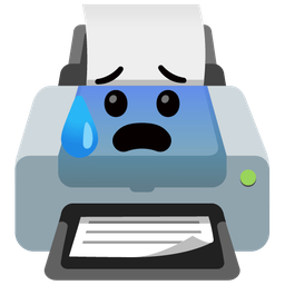 Anxious face with sweat and Printer