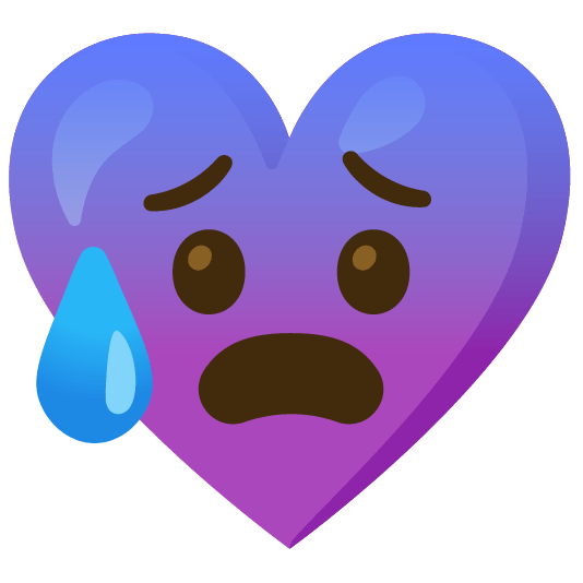 Anxious face with sweat and Purple heart