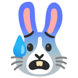 Anxious face with sweat and Rabbit face