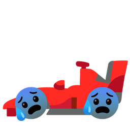 Anxious face with sweat and Racing car