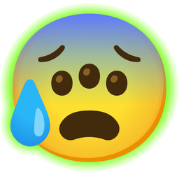 Anxious face with sweat and Radioactive