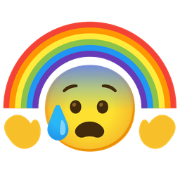 Anxious face with sweat and Rainbow