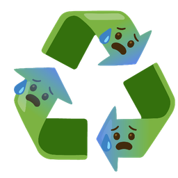 Anxious face with sweat and Recycling symbol