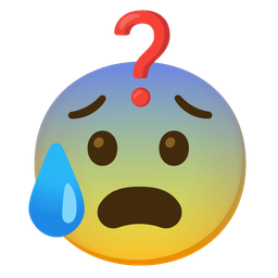 Anxious face with sweat and Red question mark