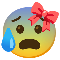Anxious face with sweat and Ribbon