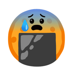 Anxious face with sweat and Rice cracker