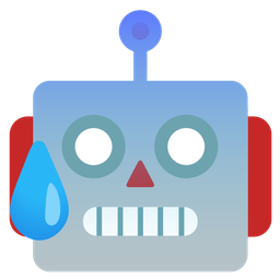 Anxious face with sweat and Robot