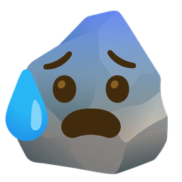 Anxious face with sweat and Rock