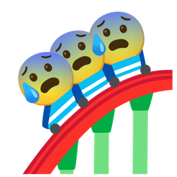 Anxious face with sweat and Roller coaster