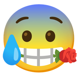 Anxious face with sweat and Rose