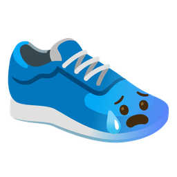 Anxious face with sweat and Running shoe