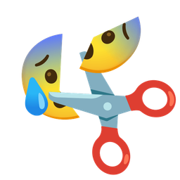 Anxious face with sweat and Scissors