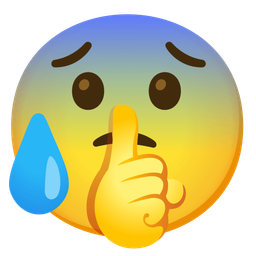 Anxious face with sweat and Shushing face