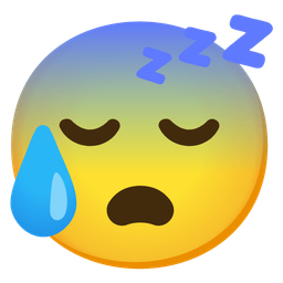 Anxious face with sweat and Sleeping face