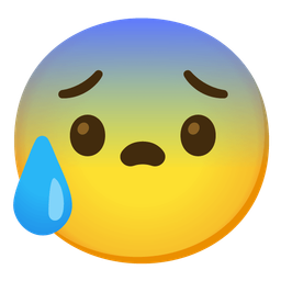 Anxious face with sweat and Smiling face with smiling eyes