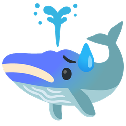 Anxious face with sweat and Spouting whale