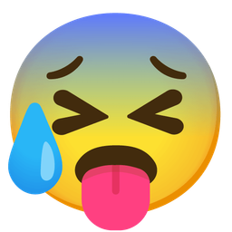 Anxious face with sweat and Squinting face with tongue