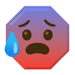 Anxious face with sweat and Stop sign