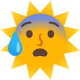 Anxious face with sweat and Sun with face