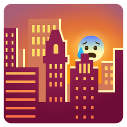 Anxious face with sweat and Sunset