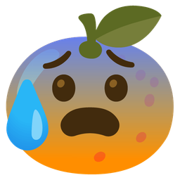 Anxious face with sweat and Tangerine