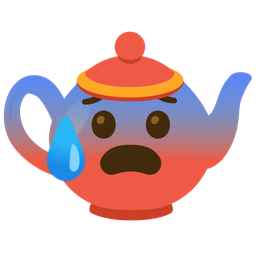 Anxious face with sweat and Teapot