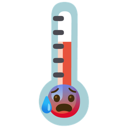 Anxious face with sweat and Thermometer