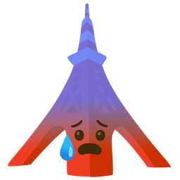 Anxious face with sweat and Tokyo tower