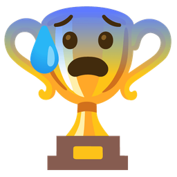 Anxious face with sweat and Trophy
