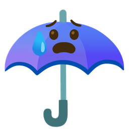 Anxious face with sweat and Umbrella