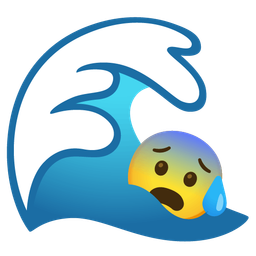 Anxious face with sweat and Water wave