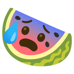 Anxious face with sweat and Watermelon