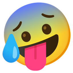 Anxious face with sweat and Zany face