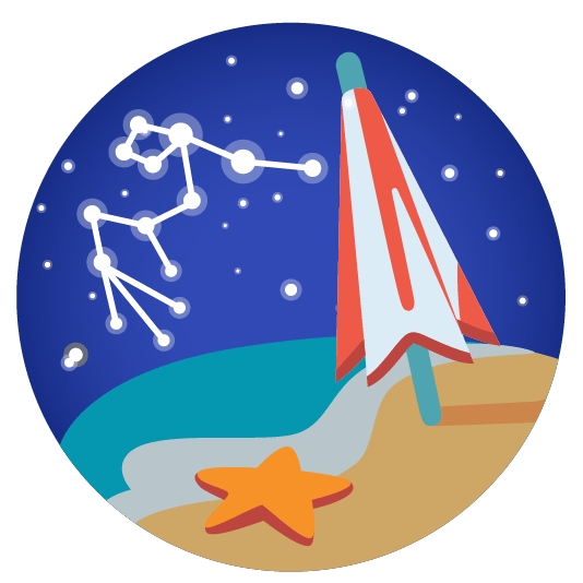 Aquarius and Beach with umbrella