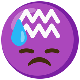 Aquarius and downcast face with sweat