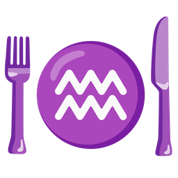 Aquarius and fork and knife with plate