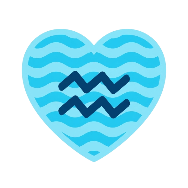 Aquarius and Light blue heart