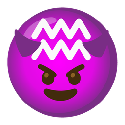 Aquarius and smiling face with horns