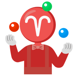 Aries and clown face