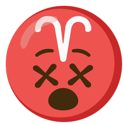 Aries and face with crossed-out eyes