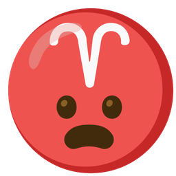 Aries and frowning face with open mouth