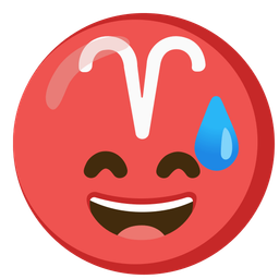 Aries and Grinning face with sweat